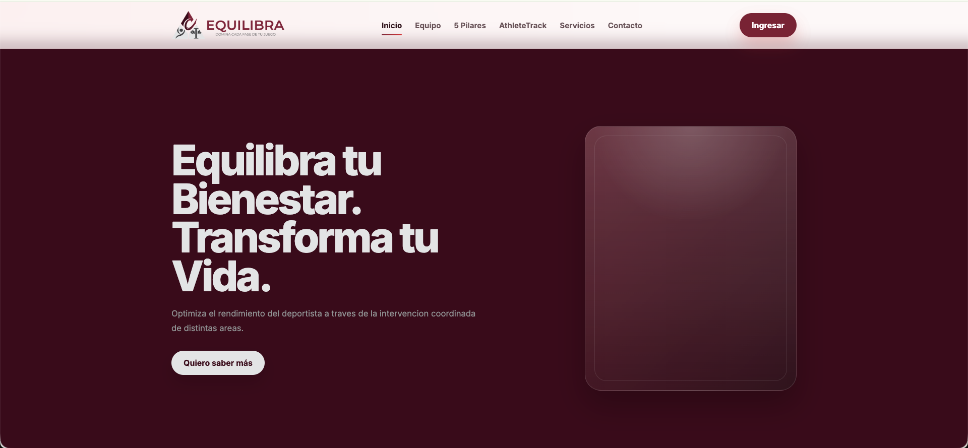 Vista previa del sitio web de Equilibra